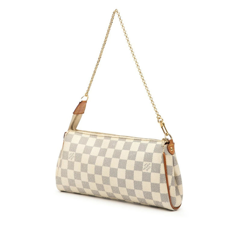 Louis Vuitton Bag Chain Eva Azur White Damier Leather Shoulder White